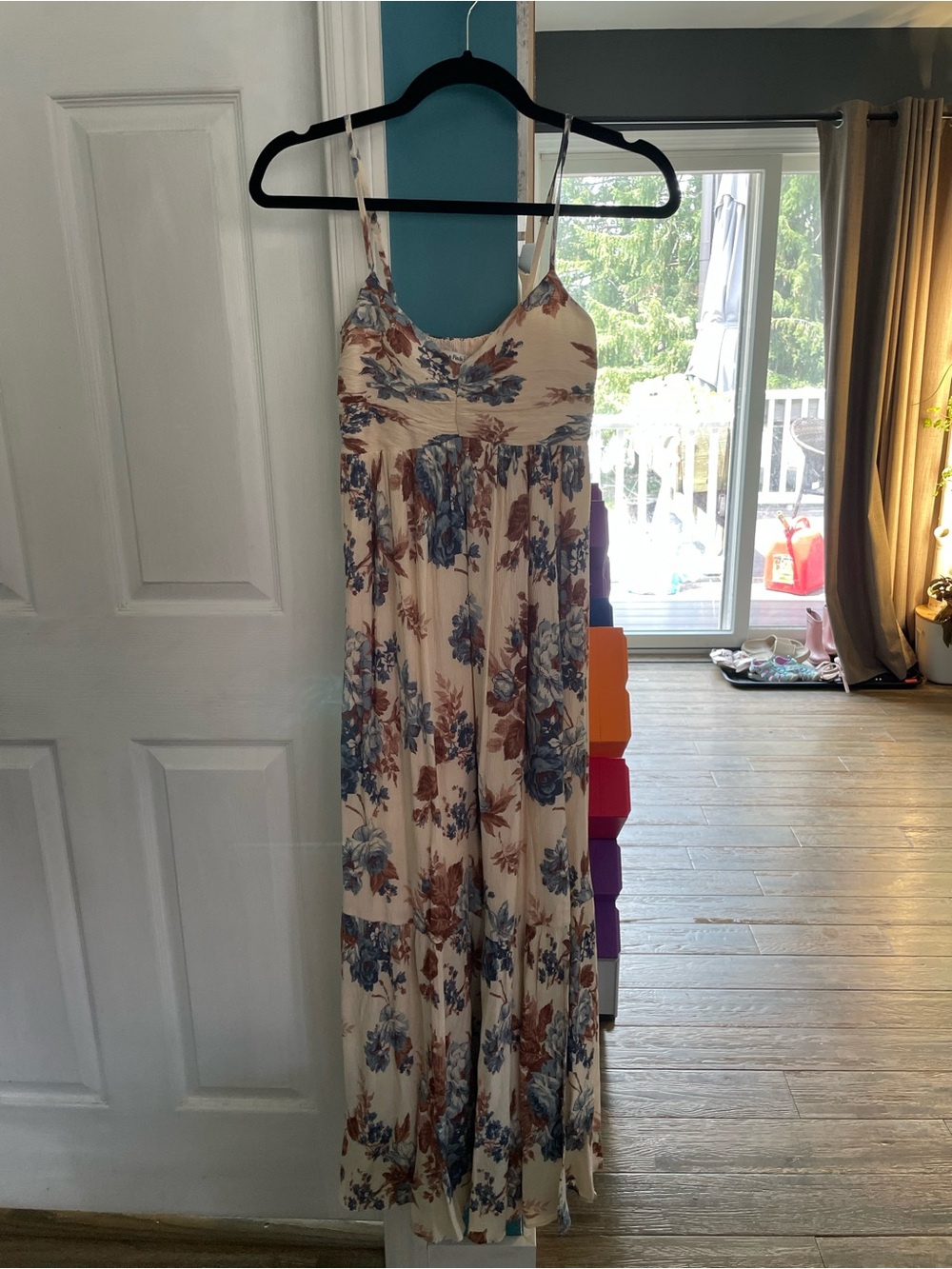 Abercrombie & Fitch Cream Floral Sundress with Blue and Brown Print